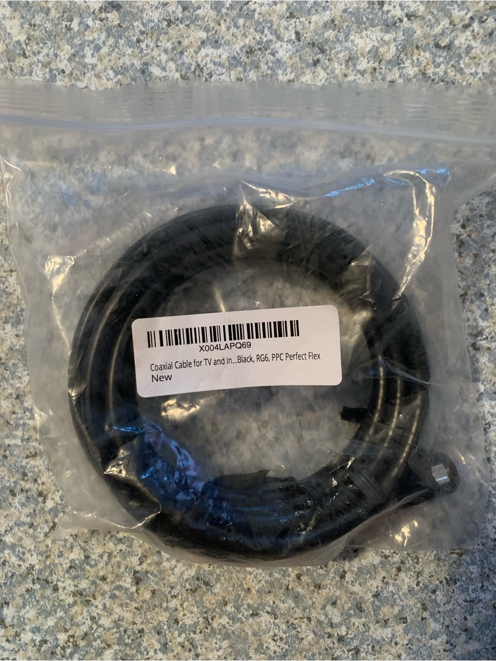Coaxial Cable for TV and Internet, 8 Feet, Black, RG6, PPC Perfect Flex